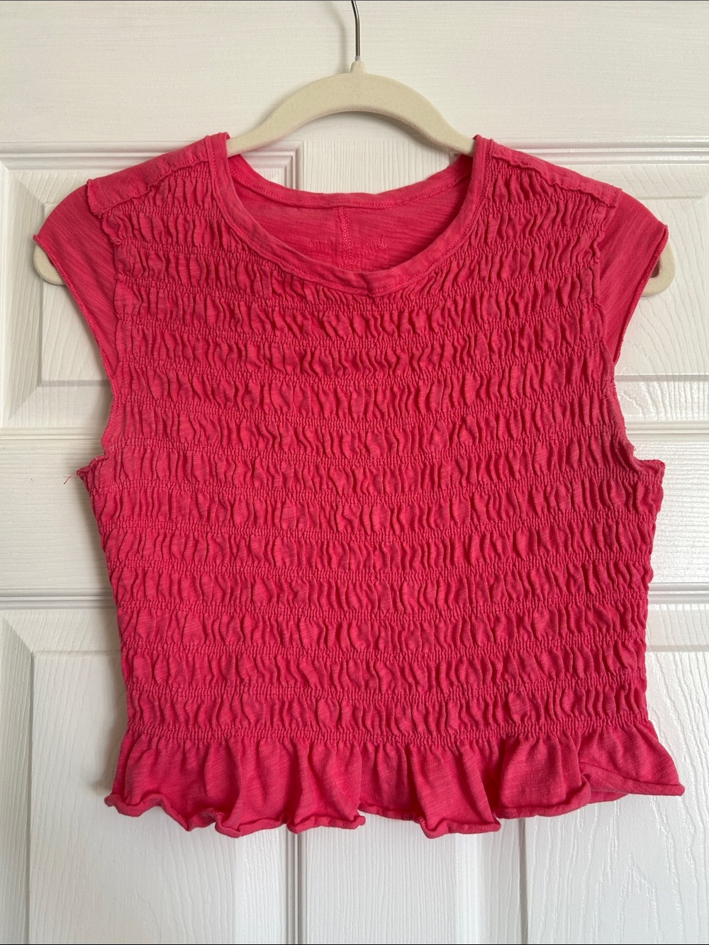 Women’s Smocked Ruffle Hem Tank Top - Pink